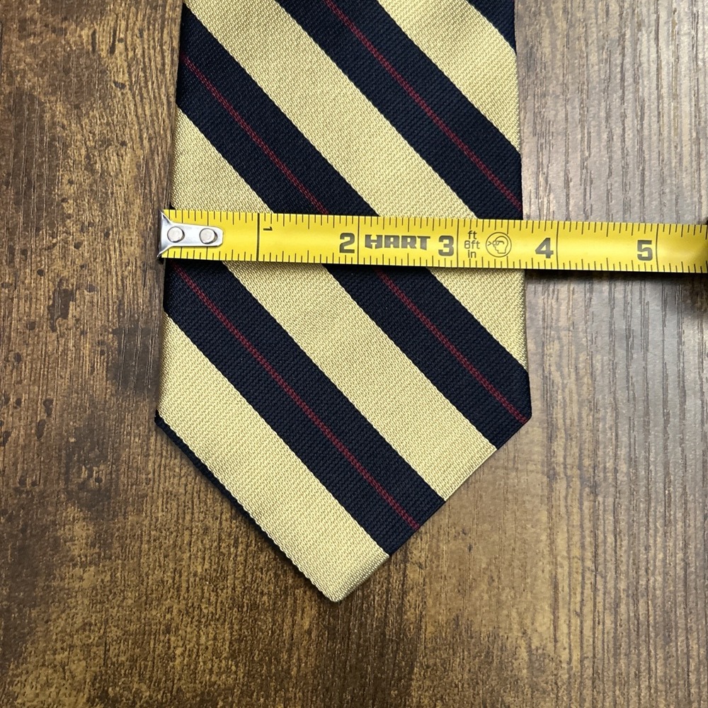 Bert Pulitzer Neck Tie 100% Silk Gold Blue Striped Vintage Made in USA - Picture 6 of 6